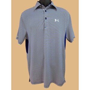 Under Armour Mens HeatGear Blue Striped Polo Medium